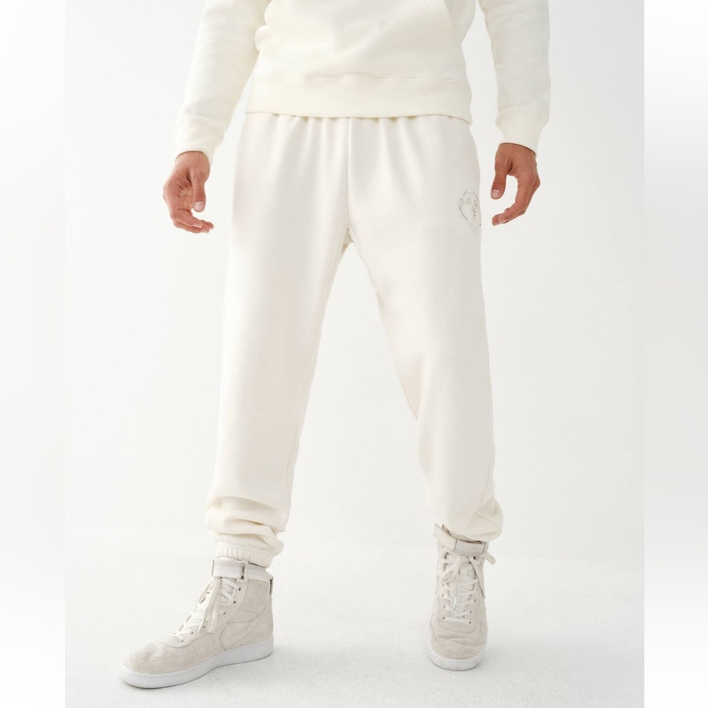 WINTER WHITE RELAXED BHUDDA FACE JOGGERS